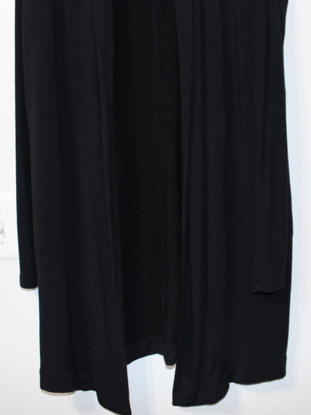 Athleta Women's Black Open Front Longline Draped Cardigan with Pockets - Picture 3 of 14